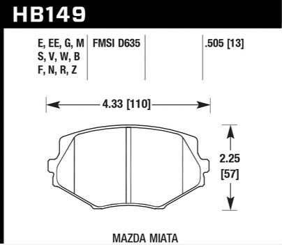Hawk Performance DTC-60 Pads - 94-02 Mazda Miata