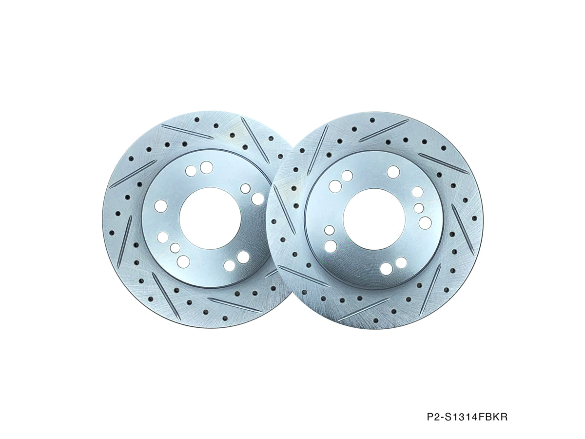 Phase 2 Motortrend Front Brake Rotors Nissan 240sx 1989 - 1998 Stock Caliper P2M